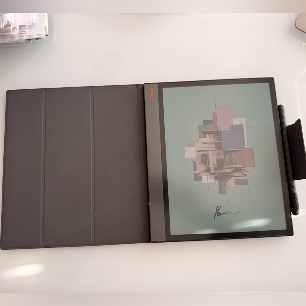 BOOX E-ink Tablet with Dark Gray Origami Cover - Slate Gray